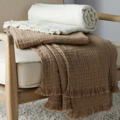 TOISON D'OR Plaid gaze de coton Brehat - Galet