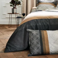 TRADILINGE Drap housse satin Tiago Noir, sable - 160 x 200 cm