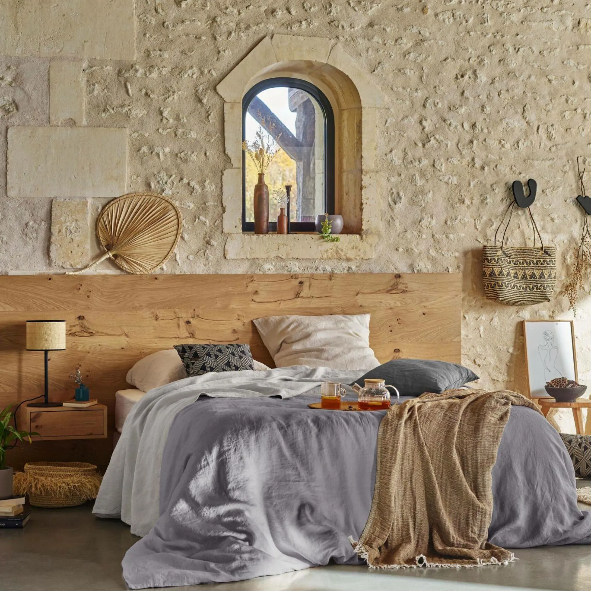 VENT DU SUD Housse de couette lin lavé Salomé - Brume - 140 x 200 cm